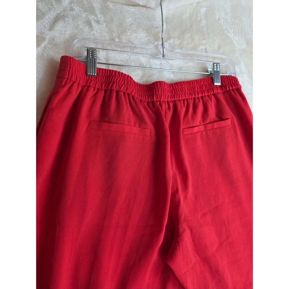 Nordstrom Halogen Red‎ Trousers Pants Pleated Waist Elastic Back.